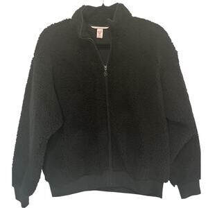 Victoria’s Secret Black Sherpa Zip Jacket- Size M – Cozy Winter Essential